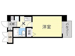 メロディーハイム淡路 1Kの間取図画像