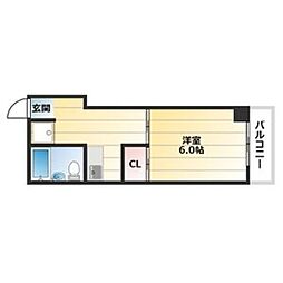 センチュリー新大阪 1DKの間取図画像