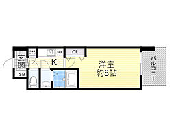 セレニテ江坂ミラク 1Kの間取図画像