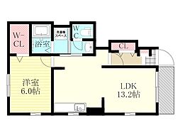 B棟アラバスタ 1LDKの間取図画像