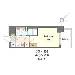 S-RESIDENCE上新庄beat 1Kの間取図画像