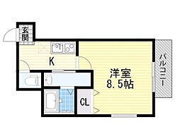 フジパレス三津屋5番館 1Kの間取図画像