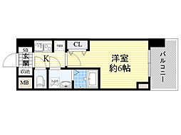 エスレジデンス新大阪ガーデン 1Kの間取図画像