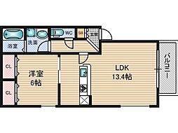 エターナル 1LDKの間取図画像