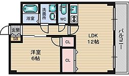 西中島東行マンション 1LDKの間取図画像