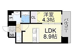 プレサンス新大阪ヴィガ 1LDKの間取図画像