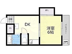 アライビル 3階1DKの間取り