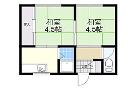 スズランハイツ 2階2Kの間取り