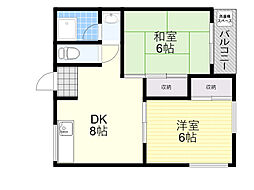 北摂荘 2階2DKの間取り