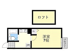 シティパル 2階1Kの間取り
