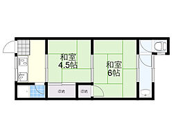 杉林文化 1階2Kの間取り
