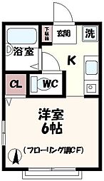 サンハウス 1階1Kの間取り