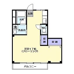 コーポラスエコー 2階ワンルームの間取り