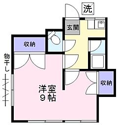 パークハイム増喜5棟 1Kの間取図画像