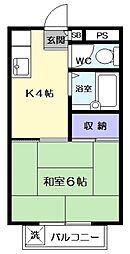 コーポジェム 1Kの間取図画像