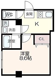 ジブリィ三鷹 1Kの間取図画像