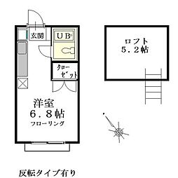 レジデンスオガサワラ ワンルームの間取図画像