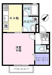 つつじヶ丘グリーンパレス 1Kの間取図画像