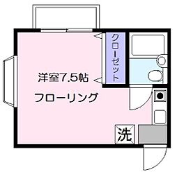 プランドール弐番館A棟 ワンルームの間取図画像