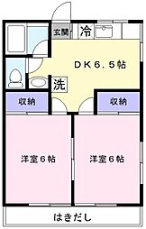 セゾン・ドミールB 2DKの間取図画像