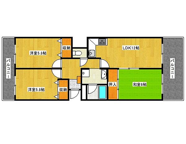 グランドメゾン六甲箕岡 108｜兵庫県神戸市灘区箕岡通3丁目(賃貸マンション3LDK・1階・70.50㎡)の写真 その2