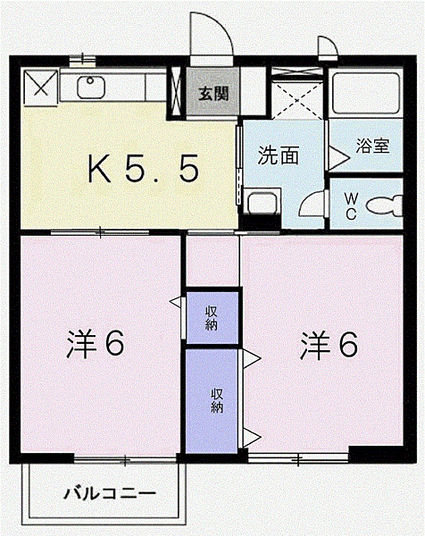 ハイムソレイユ B202｜兵庫県高砂市米田町米田(賃貸アパート2K・2階・42.23㎡)の写真 その2