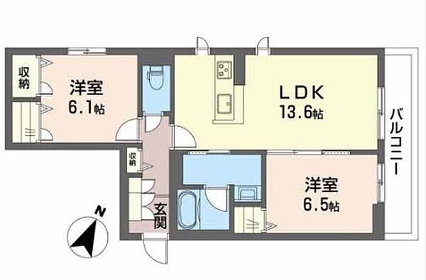 エクセレントガーデンヒルズ B305｜兵庫県神戸市垂水区桃山台2丁目(賃貸アパート2LDK・3階・61.74㎡)の写真 その2