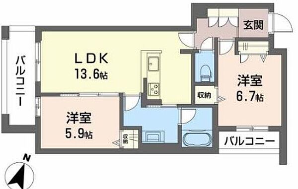 エクセレントガーデンヒルズ B301｜兵庫県神戸市垂水区桃山台2丁目(賃貸アパート2LDK・3階・61.40㎡)の写真 その2