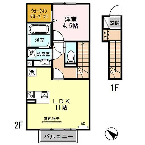 エクセレントコート 202｜兵庫県姫路市飾磨区構5丁目(賃貸アパート1LDK・2階・44.19㎡)の写真 その2