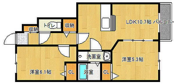 フォンターナ江井島 102｜兵庫県明石市大久保町江井島(賃貸アパート2LDK・1階・50.30㎡)の写真 その2