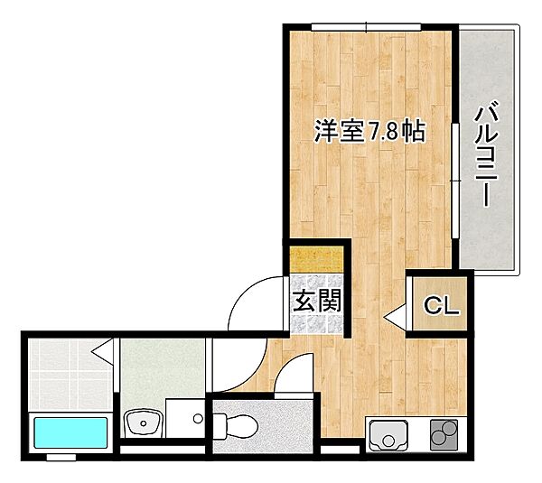 サニーシティー 201｜兵庫県神戸市東灘区本山北町3丁目(賃貸アパート1R・2階・23.04㎡)の写真 その2