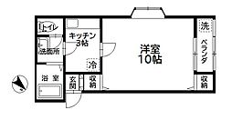 カサデローサ2 1Kの間取図画像