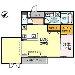 セントルイン12番館 1LDKの間取図画像