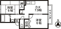 グリーンハウス新庄 2DKの間取図画像