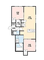 (仮称)石神井台4丁目メゾン 1階2LDKの間取り