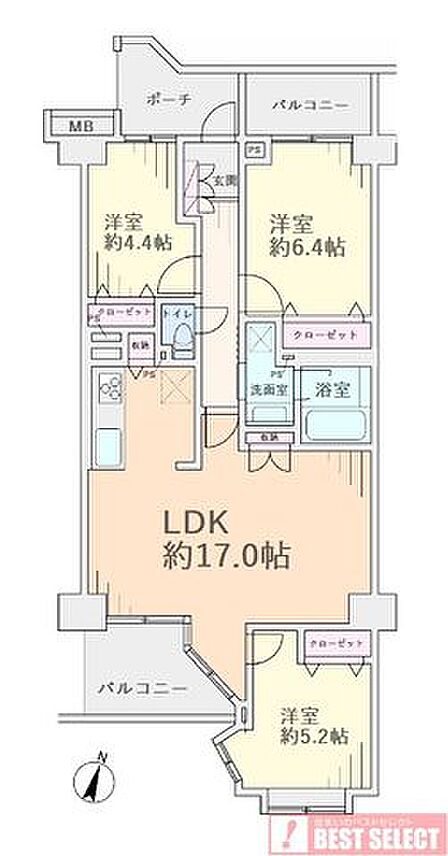 ■お家で過ごす時間も明るく快適な南向きのお部屋。3LDKファミリータイプ!
