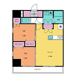 ROXIS日暮里 6階2LDKの間取り