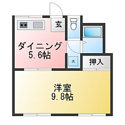青木マンション 1Kの間取図画像