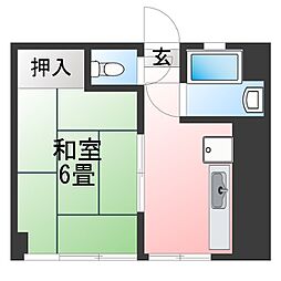 ヴィラアキモト 1Kの間取図画像