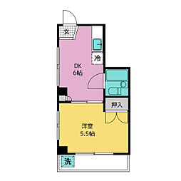トドロキハイム2 1DKの間取図画像