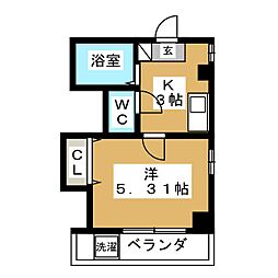 オータムマウンテン二番館 1Kの間取図画像