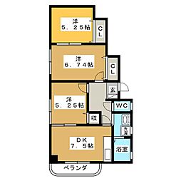 ヴェルジェ扇 3DKの間取図画像