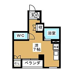 サントルヴィラージュ2 ワンルームの間取図画像