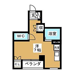 サントルヴィラージュ2 ワンルームの間取図画像