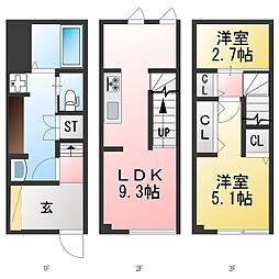 MOK-TERRACE NISHINIPPORI 2LDKの間取図画像