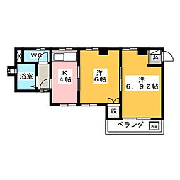 リバーサイド竹内 2階2Kの間取り