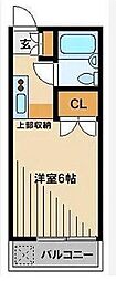 リスタ所沢 1Kの間取図画像