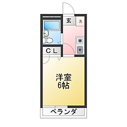 エコーハイツ英 1Kの間取図画像
