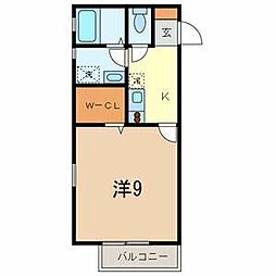 オリエンタルコスモ 1Kの間取図画像