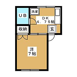 ベル・カーサA 1DKの間取図画像